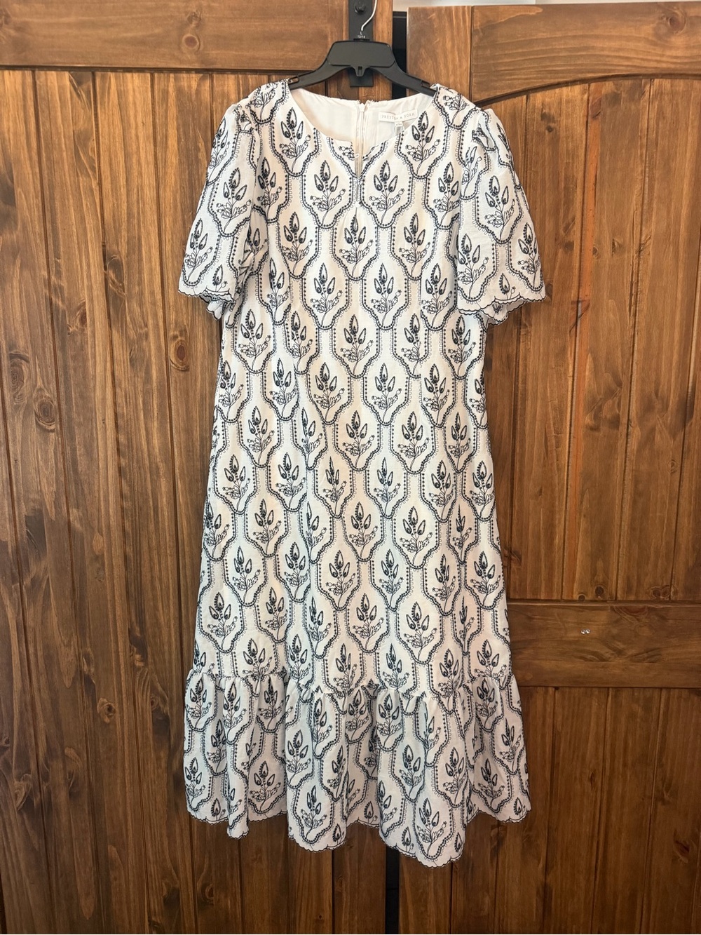 Preston and York Grecian Getaway embroidered maxi dress in black and white
